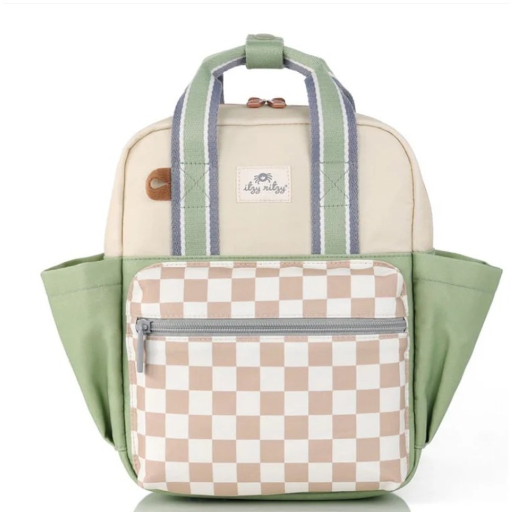 Itzy Ritzy Toddler Checkered Backpack, Lunch Box Bundle Daycare Jr Size - Picture 2 of 11